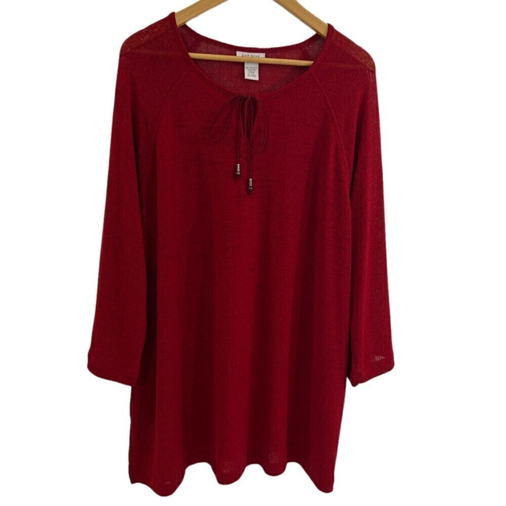 Avenue Stretch Plus Size Burgundy Tunics 3/4‎ Sleeve Blouse Size 22/24